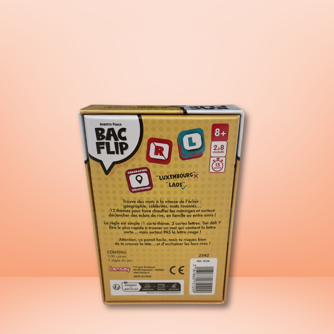 Bac Flip — Jeu d'Ambiance, de Rapidité et de Vocabulaire - Lansay - Dès 8 ans