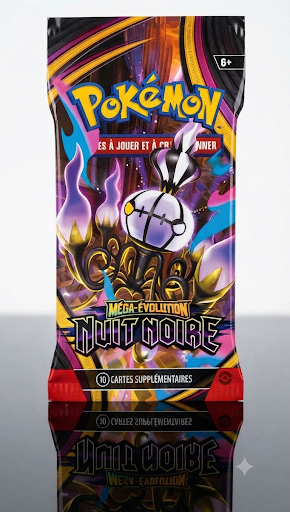 Artset 4 Boosters sous Blister Cartonné ME05 — Méga-Évolutions : Nuit Noire (VF)